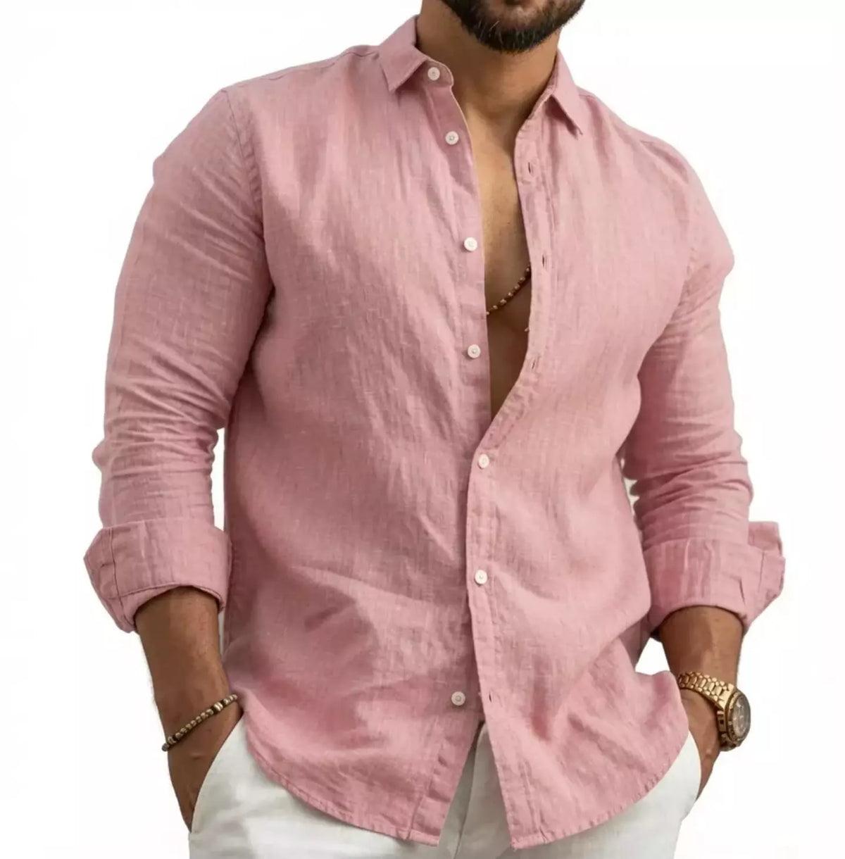 (COMPRE 1 LEVE 2) Camisa de Linho Premium Masculina + BRINDE