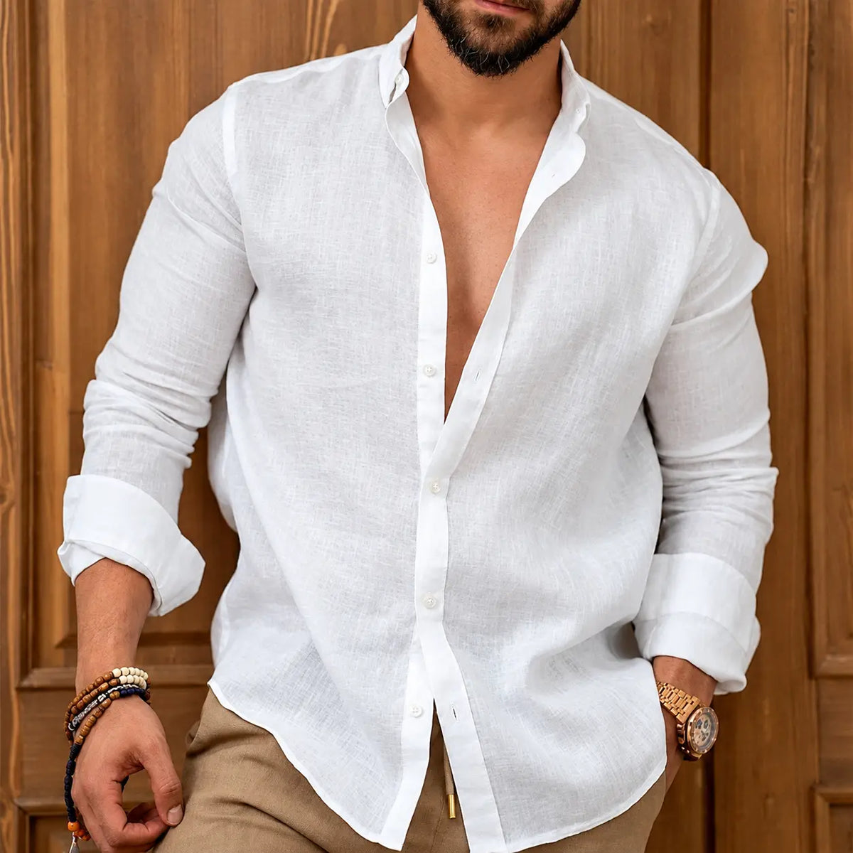 (COMPRE 1 LEVE 2) Camisa de Linho Premium Masculina + BRINDE